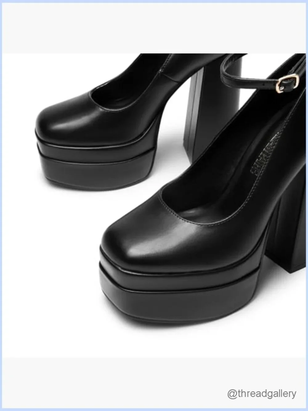 Y2K Chunky Platform Pumps Square Toe Ankle Strap Party Heels 5.5